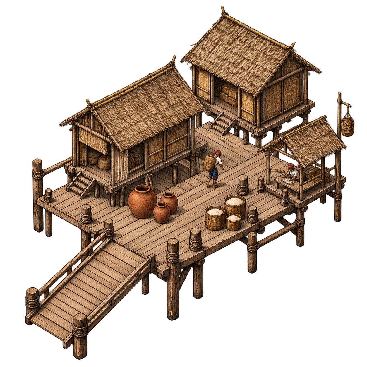A stilt-house river port